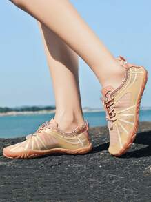 女士水袜五指沙滩水鞋、运动健身潜水游泳赤脚鞋 - 杏色 - 查看 1