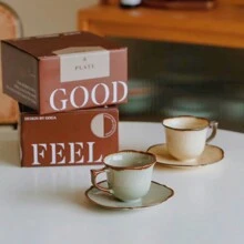 浓缩咖啡杯碟套装，复古风格手工陶瓷杯 150 毫升，重返校园