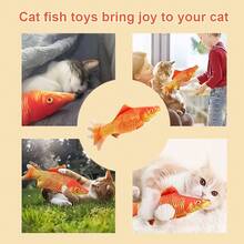 Floppy Fish Cat Toy, Moving Cat Kicker Fish Toy, Cat Toys Flopping Fish With Silver Vine And Catnip, Motion Kitten Interactive Exercise Toys For Indoor Cats, Wiggle Fish Catnip Toys - cá chép đỏ - Xem 5
