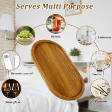 1 pieza Bandeja de madera, adecuada para comida, tabla de charcutería, plato de quesos, bandeja de cama, bandeja de mesa de café, bandeja de té, decoración de mesa de cocina y comedor, apta para varias ocasiones, regalo de Navidad - Amarillo - Ver 9
