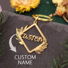 Custom Name Stainless Steel Wedding Key Chain,Gift For Mom ,Large Stainless Steel , Love Key Chain, Personalized Heart, Custom Name Personalized Cute Witch Floral Halloween Stainless Steel Key Chain