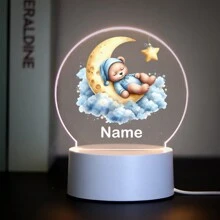 1 szt. Spersonalizowana nazwa z kreskówkowym misiem śpiącym na księżycu. Kreatywny prezent. Iluzja światła 3D. Lampka nocna LED. Ciepłe światło. Prezent urodzinowy. Prezent świąteczny. Dekoracja. Lampka nocna na biurko. Spersonalizowane prezenty. Wystrój pokoju. Wystrój domu. Wystrój jesienny. Dekoracje świąteczne. Zabawki. Spersonalizowane rękodzieło. Szykowna jesień. Dom i styl życia. Świąteczna atmosfera w domu. Jesienne odświeżenie domu. Dekoracje świąteczne. Harmonia w domu.