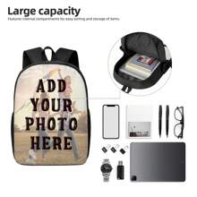 1 件定制背包带照片背包旅行背包个性化背包，适合男士、多用途、大容量、多功能、多功能、彩色、可爱、可爱、简约、有趣、卡哇伊、Y2K、极简主义、通勤、商务休闲、基础款、定制、个性化、独特、定制、送给他的理想礼物、送给她、她、家人、朋友、女朋友的理想礼物、周年纪念、生日、节日/度假、户外/郊游/旅行/徒步旅行/体育场/运动/登山、商务/通勤/工作/办公室、定制运动包