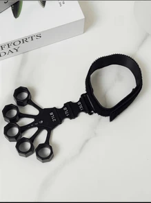 1pc Black Silicone Finger Stretching Exerciser, 5 Finger & Wrist Resistance Band Trainer For Finger Strength Recovery, Flexion & Extension - Multicolor - View 9