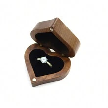 1Pc Wooden Ring Box, Engagement Ring Box, Proposals, Wedding Ceremony,Ring Box (Ring Not Included) Valentine's Day