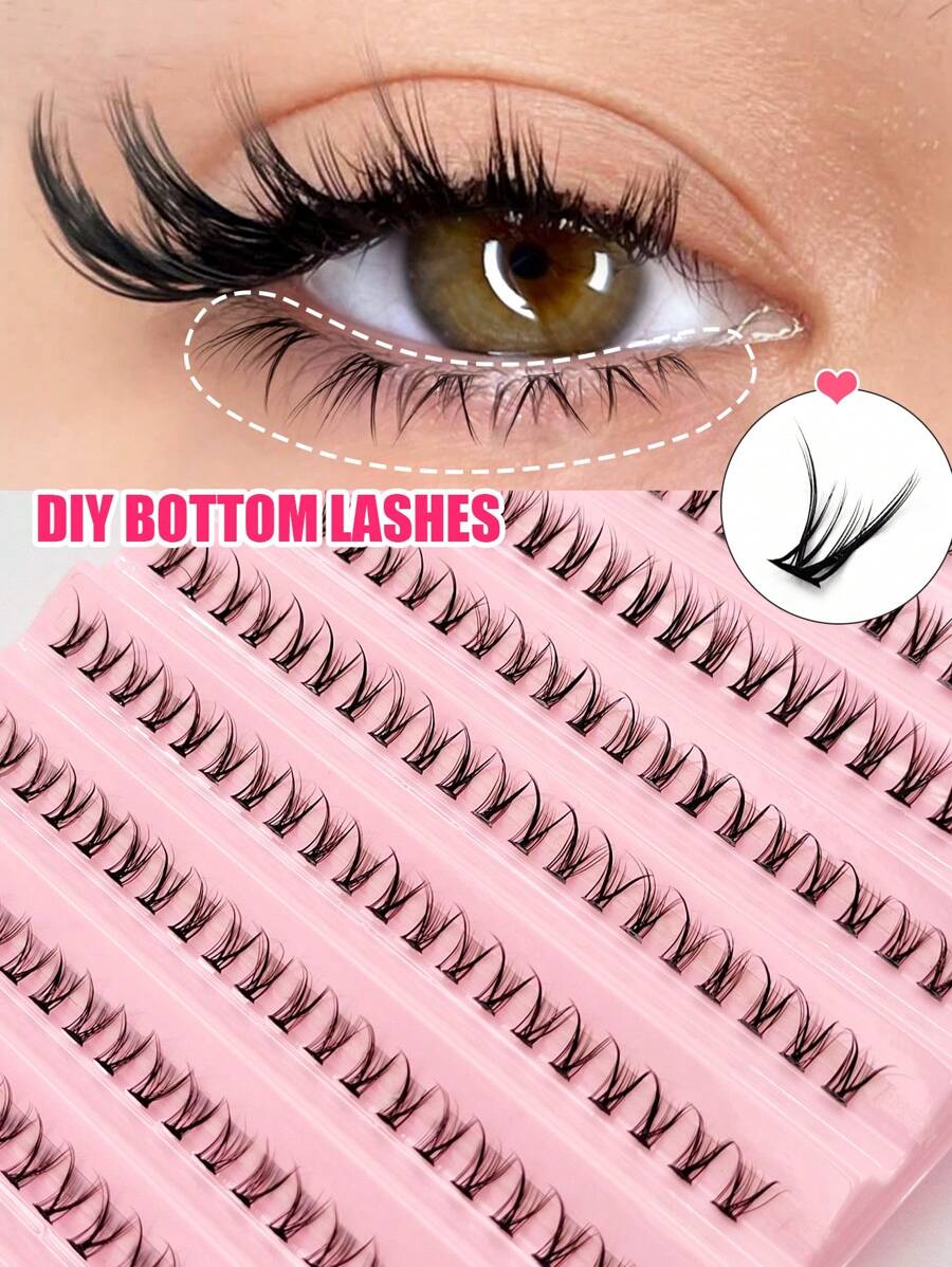 Asiteo 200 件 C 卷下睫毛 DIY 单簇假睫毛延长，适合初学者可重复使用的自然睫毛，柔软分段易粘贴下睫毛睫毛簇、睫毛簇、单根睫毛、睫毛、假睫毛 - C - 查看 1