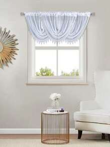 1pc European Style White Sheer Wave Curtain For Living Room Or Bedroom