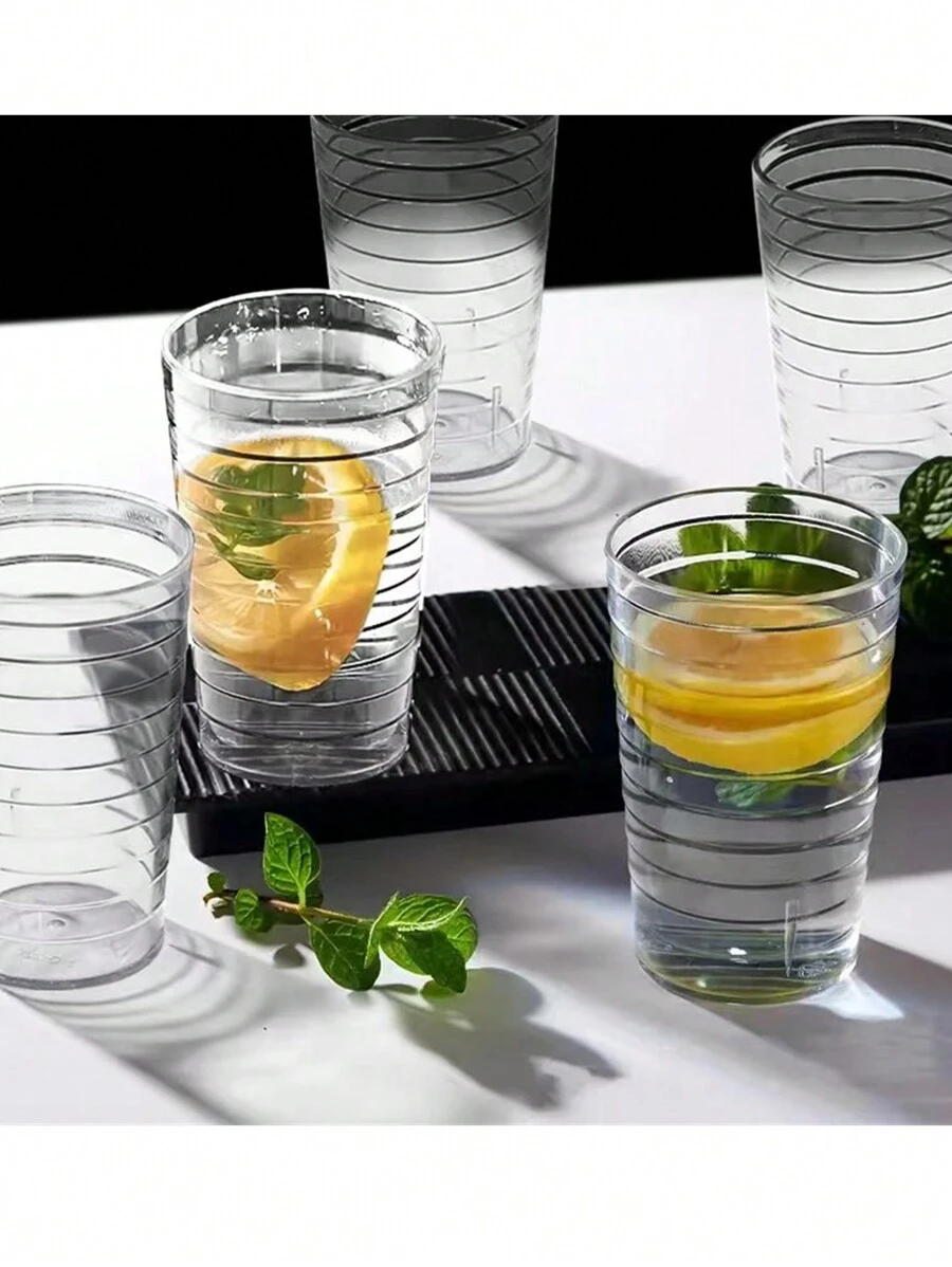 5 件装透明塑料可重复使用杯子、水杯、漱口杯 - 無色 - 查看 1