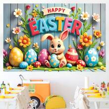 1 pezzo Decorazione da parete per stanza, sfondo decorativo con coniglietto di Pasqua e uova, perfetto per decorare una stanza per feste di compleanno, non lavabile, dimensioni 210x150/150x100/100x75 cm