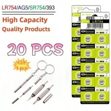 10-50PCS AG5 1.5V LR754 Button Batteries SR754 193 393 Round Cell Coin Alkaline Battery L754 SR754SW LR48 For Watch Toys Clock With 1pc Screwdriver Gift - AG5LR754 - View 2