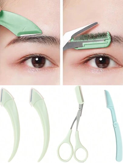 4件/2件/1件不锈钢眉毛修剪剪刀套装，带梳子，适合任何肤质，男女通用，可用于脱毛、化妆、家居装饰、梳妆台、旅行、卧室等。多功能产品，包含化妆配件、眉剪，可作为圣诞礼物、赠品、旅行用品、平价好物、旅行必备品。
