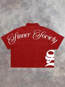 Męska koszula w kratę z krótkim rękawem, uniwersalna i modna, wiosna/lato