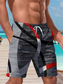 Men's 3D Hawaiian Print Casual Beach Shorts - Quick-Drying, Drawstring Waist, Perfect Choice For Summer Outdoor Activities