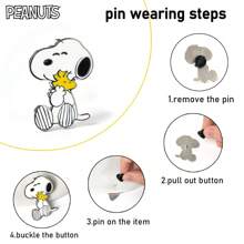 Peanuts 1/3 PCS 金属胸针珐琅别针可爱卡通情侣礼物小狗个性收藏品人物模型珠宝装饰背包书包服装布袋铅笔盒可爱时尚徽章适合男女日常佩戴情人节礼物 - 紅色 - 查看 5