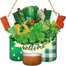 Welkom Houten Bord Voor Voordeur Houten Hanger Bord Zomer Deurbord Houten Lente Welkom Bord Houten Hangend Bord Deurdecoraties Boerderij Portiek Decor Voor Buiten Housewarming Cadeau (Shamrock Stijl)