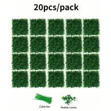 20 panneaux muraux en plastique artificiel de chêne, écran de confidentialité résistant aux UV, tapis d'herbe artificielle pour mur végétal (25x25cm/10x10in), pour décoration de Noël, papiers peints, maison, jardin, cour, fête (avec fermetures à glissière)