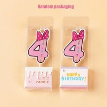 Bowknot Number Happy Birthday Candle Year Old Blue Pink Cute Cartoon Creative Birthday Cake Decoration Candle - Pink - View 11