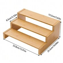 1 szt. Organizer na przyprawy, 3-poziomowy organizer na przyprawy z bambusa, organizer na przyprawy do blatu kuchennego do szafki