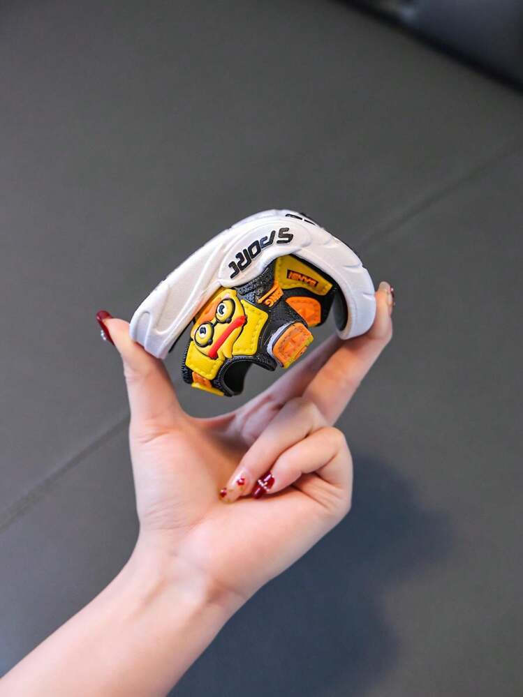 1 par de sandalias planas de punta abierta con diseño de dibujos animados y bloques de color, aptas para el verano, para niños - Amarillo - Añade 8