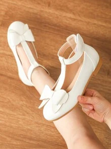 女童、儿童、幼儿、公主、娃娃设计的白色平底鞋 - 白色 - 查看 1