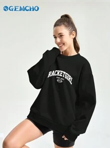 GEMCHO Women's Casual Round Neck Sweatshirt Basic Solid Sweatshirt Simple Daily Spring/Summer