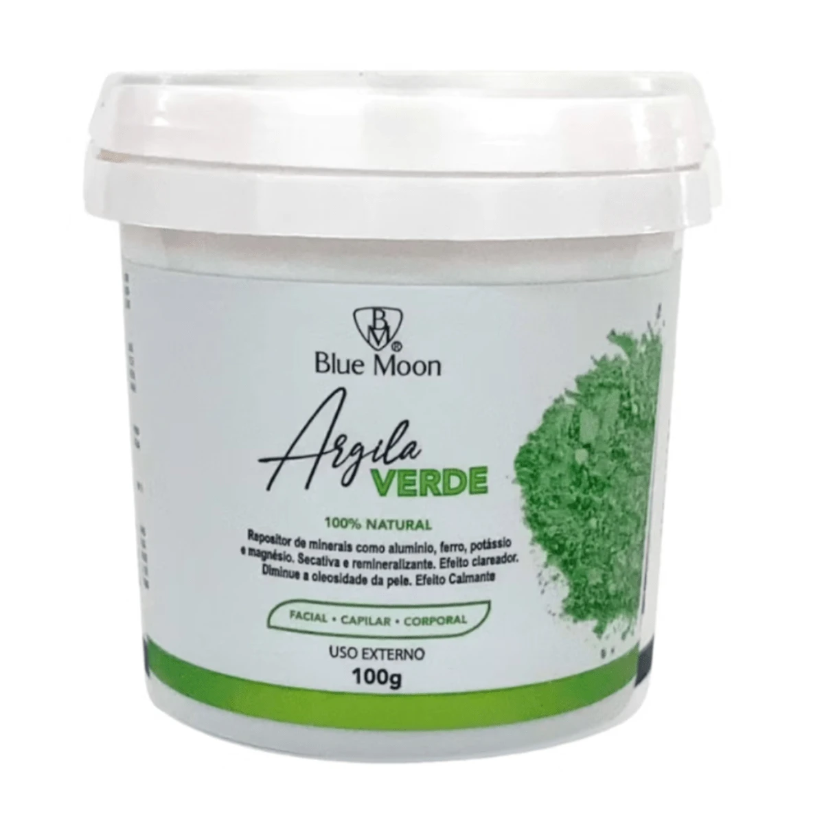 100% Natural Green Facial, Body And Hair Clay With Lightening Effect Reduces Oily Skin Blue Moon - verde - 查看 1