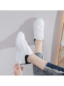 Men's Simple Breathable Casual Sneakers - 黑與白 - 查看 3