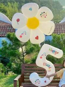 10pcs/Set Flower Shaped Balloon(2 Large, 3 Medium, 5 Small), 5pcs/Set S/M/L Sunflower Balloon, Oversized Floral Balloon For Photography Background Prop And DIY Balloon Decor Stickers, Multi-Option Daisy Foil Balloon Set For Fashion Party Decoration, Birthday, Wedding, Suitable For Party, Birthday, Gathering, Holiday Decor, Can Be Inflated With Helium Modern Floral Shaped Decoration Balloon