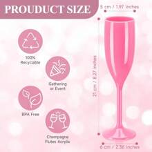 Reusable Party Wine Glasses, Pink Smooth Champagne Flutes For Wedding Anniversary Celebration, Shatterproof Bridesmaid Bridal Shower Champagne Glasses