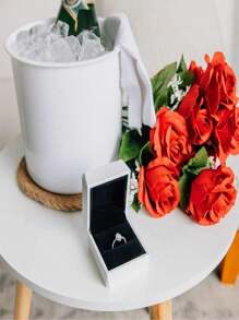 Caja de joyería con anillo LED de lujo, adecuada para propuestas, bodas, compromisos, Navidad... Caja de regalo de joyería con anillo LED y luz, unisex, adecuada para chicas, regalo para el Día de San Valentín - Rojo - Ver 9