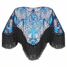 1920s Shawl Wraps Gatsby Beaded Evening Cape Bridal Shawl For Evening Dresses Wedding Party