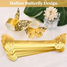 10pcs Paper Napkin Holder Rings, Hollow Butterfly Napkin Rings Napkin Buckles Holder For Wedding Dinner Party Celebration Table Centerpieces Decor - Multicolor - View 1
