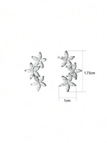 1 Paar 925er Sterling Silber Luxusohrringe mit 3 Blumen und Strass für Frauen, süße, außergewöhnliche Zirkonia-Blumenohrringe, neues Modell, pflegend für Ohrlöcher, blumig, edel, vielseitig, Geschenk