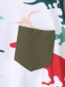 2 Stücke/Set Jungen Dinosaurier Allover-Muster Ärmelloses Top + einfarbige Lässig Shorts Set, Sommer - Verschiedenfarbig - Übersicht 4