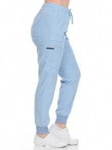 Women's Cargo Scrub Jogger Pants – 4-Way Stretch, Elastic Waist, Multiple Utility Pockets, Wrinkle-Resistant, Workwear For Nurses & Healthcare Professionals - HOA OẢI HƯƠNG - Xem 3
