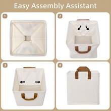 Cube Storage Bin, 13 Inch Cube Storage Organizer, Collapsible Storage Bins With Metal Frame - trắng - Xem 8