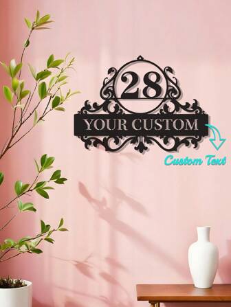 1pc Custom Metal House Number Plate - Personalized House Number, Elegant Outdoor Address Plate, Home Entrance Decoration, Porch Sign, Home Address Number Sign, Perfect For Home Doorway And Garden Decoration, Birthday, Anniversary, Housewarming, Christmas/Halloween/Thanksgiving, Ideal Personalized Gift