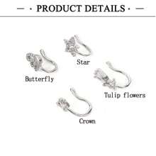 4件套无孔鼻夹套装-蝴蝶、皇冠、花朵等金银时尚西式仿穿孔鼻环，时尚造型无孔鼻钉鼻环 - 多款式 - 查看 5