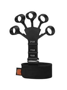 1pc Black Silicone Finger Stretching Exerciser, 5 Finger & Wrist Resistance Band Trainer For Finger Strength Recovery, Flexion & Extension - Multicolor - View 10