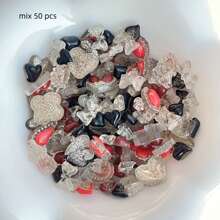 20/50 件迷你蝴蝶结和心形系列贴纸、DIY 婚礼剪贴簿、美甲、耳环、发饰、珠宝、树脂工艺品用品 - 彩色 - 查看 7