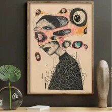 1 件独特的超现实主义油画艺术印刷品 - 现代家居和办公室墙壁艺术装饰，无框海报，适合客厅、卧室、浴室 - 复古春季风格 - 彩色 - 查看 3