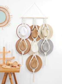 1 pièce/1 set Porte-chapeau en bois macramé, étagère murale tissée pour ranger les chapeaux, organisateur de chapeau fait main, étagère suspendue pour casquettes de cowboy, pour dortoir, étude, derrière la porte, rangement de casquettes de baseball, support à chapeaux bohème pour la maison, chambre à coucher, salle de bain, salon, bureau, décoration de maison, cadeau pour la Saint-Valentin, la Fête des Mères, Pâques, la Fête des Enseignants, le Nouvel An, la remise des diplômes, le printemps, l'été, les festivals, révélation du sexe, anniversaires, mariages, fêtes, le cadeau parfait pour les collègues, les amis et la famille, la rentrée scolaire