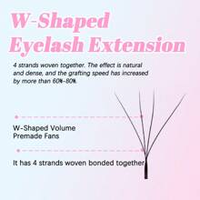 4D W Shape Clover Premade Blooming Hand Woven Fans Volume Cashmere Wispy Lash Extensions Lash Clusters, Eyelash Clusters, Individual Eyelashes, Lashes, Fake Lashes - C - View 3