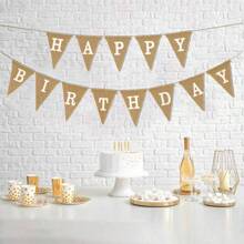 1 套麻布生日快乐彩旗横幅，适合一岁儿童派对装饰道具，圣诞节