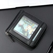 2025 Minimalist Carbon Fiber Men Wallet, Large Capacity Zipper Coin Purse, Card Holder Organizer Wallet, Ideal Gift For Men, New Year & Valentine's Day