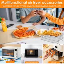 2Pcs Square Air Fryer Rack 8 Inch Stainless Steel Dehydrator Rack Stackable Air Fryer Racks Heat Resistant Square Racks Air Fryer Accessories Dishwasher Friendly For Square Air Fryer Oven
