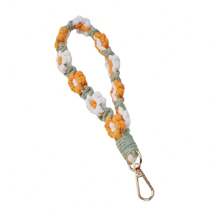 1 件全新波西米亚雏菊手工编织钥匙扣腕带，多色条纹休闲可爱优雅波西米亚合成纤维四季配饰