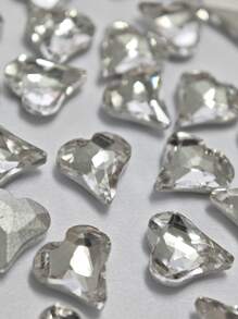 50Pcs K9 Glass Diamonds, Asymmetrical Heart Shape, Pointed Back Gemstone, Shiny White Gray Clear Crystal, For DIY Manicure, Jewelry Making, Earrings, Hair Accessories, Fashion Accessories, Nail Art Supplies, Nail Accessories, Nail Stuff