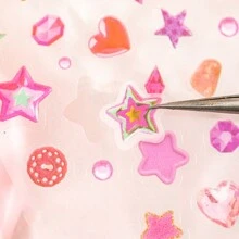 1Roll Tape, Shiny Series, Delicate Little Star Heart-Shaped PET Die-Cut Stickers, Scrapbook Supplies, Decorative Notebooks, Photo Frames, Phone Cases, Water Cups, Garbage Magazines, Stationery Boxes, DIY Personalized Stickers,School Supplies,Back To School