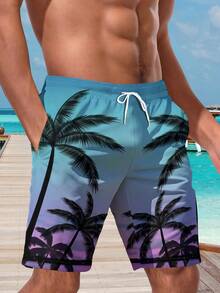 Men's Hawaiian Printed Casual Beach Shorts - Quick Dry, Drawstring Waistband, Perfect For Summer Outdoor Activities - Multicolor - View 4